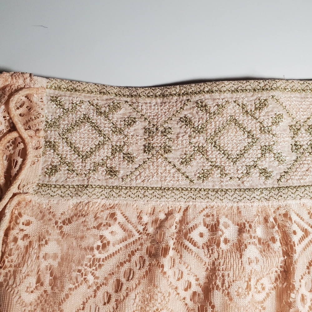 ANTHROPOLOGIE by Queen & Palm Maxima Lace Skirt Embroider Waist, Side Tassles XS - Picture 8 of 15